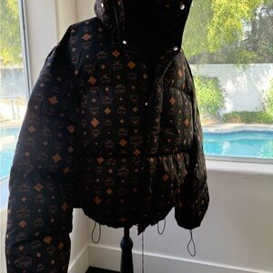 MCM Black and Tan Monogram Puffer Jacket